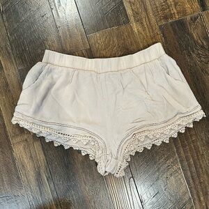 Forever 21 Cream Lace Trim Mini Shorts